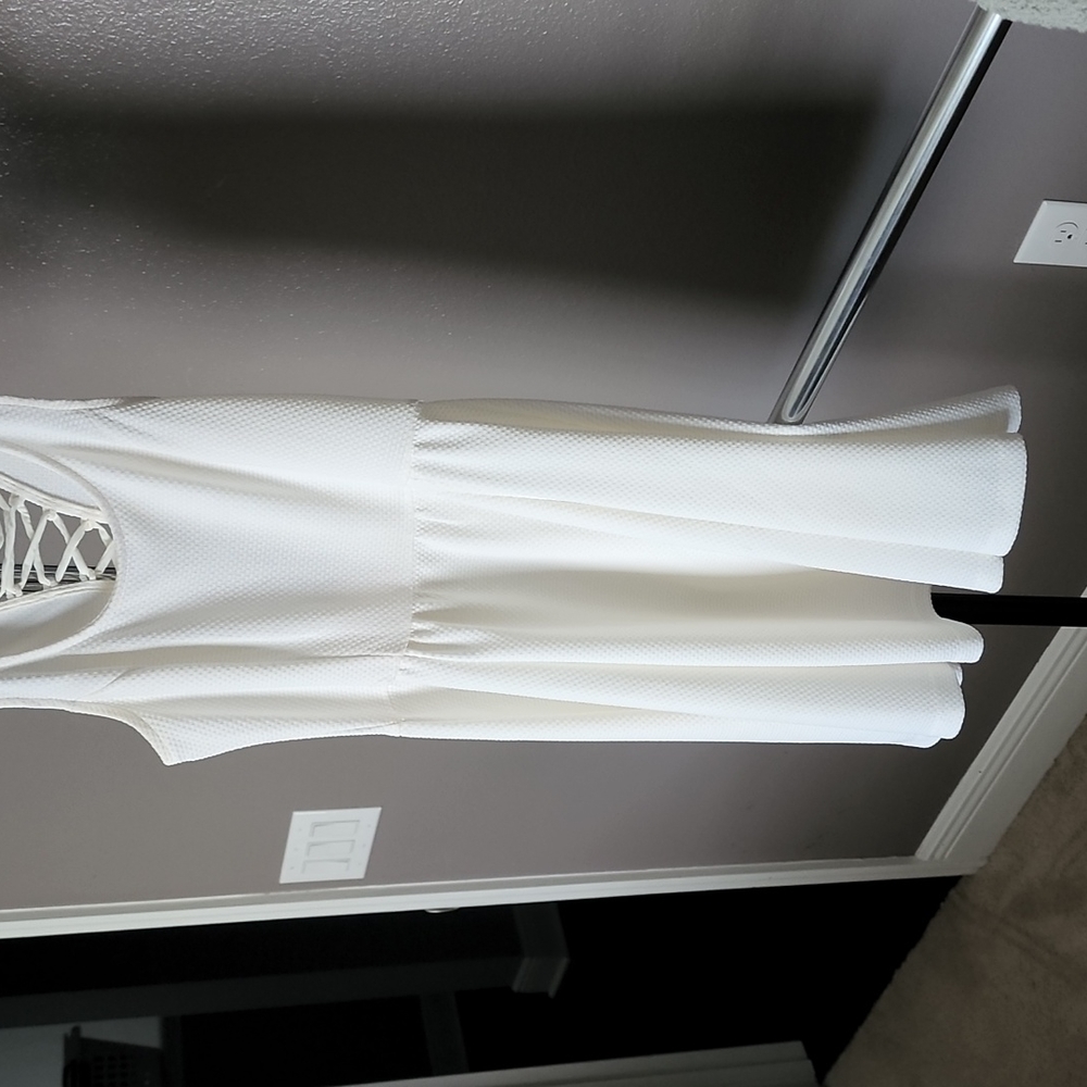 Short white strap up dress